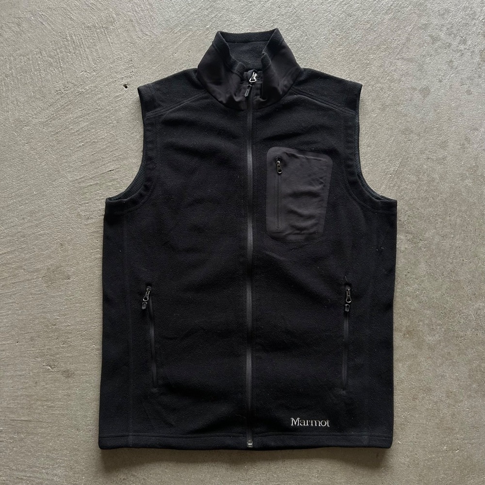 Marmot Reactor Vest Size Small Black Fleece Full Zip Polartec Jacket Outdoor